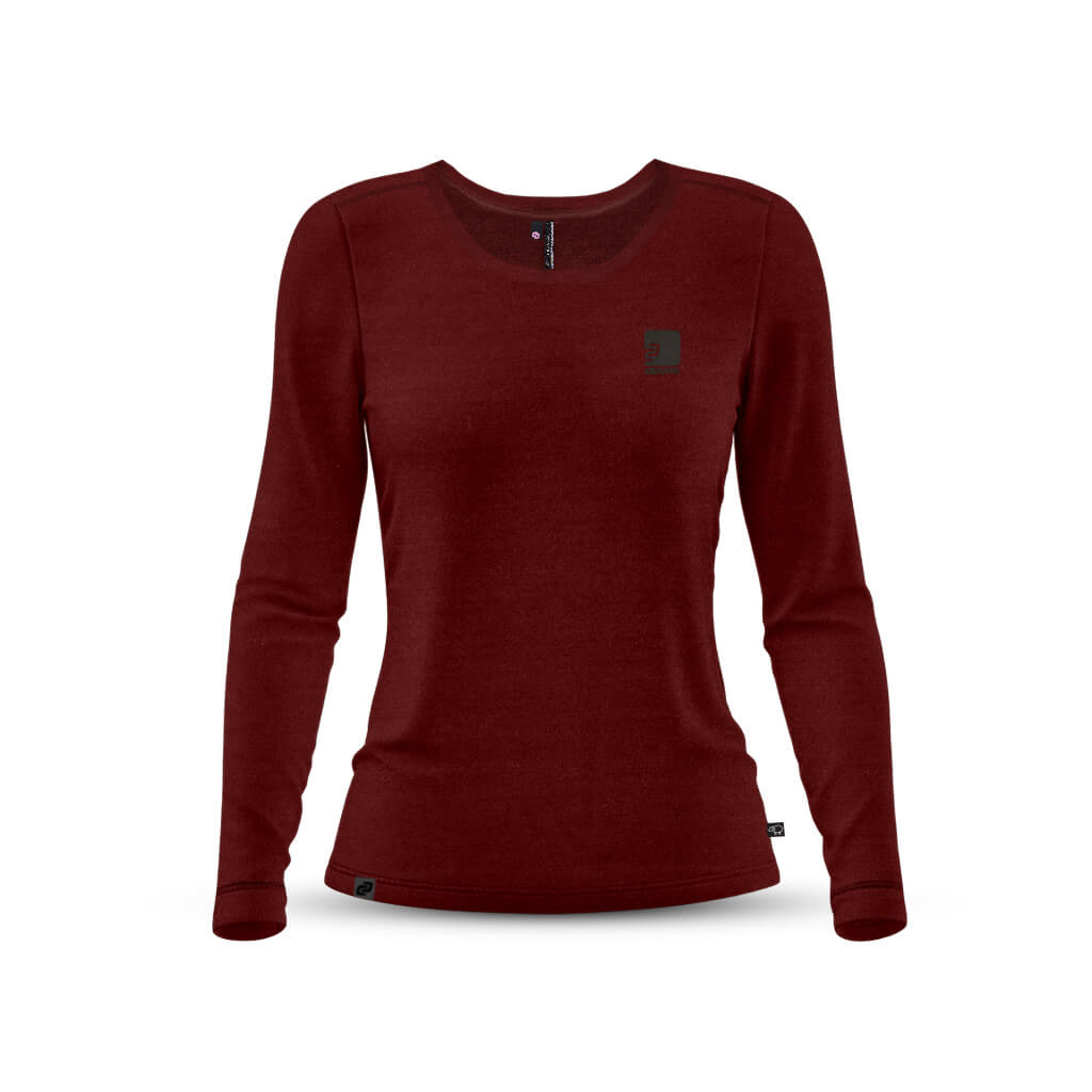 Women's Long Sleeve Merino T Shirt (Bloodstone)