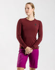 Women's Long Sleeve Merino T Shirt (Bloodstone)