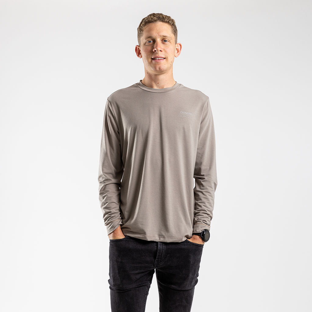 Men's Core Casual Long Sleeve T Shirt (Stone)