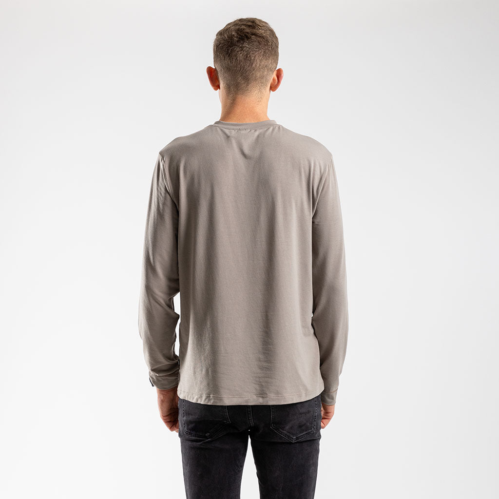 Men's Core Casual Long Sleeve T Shirt (Stone)