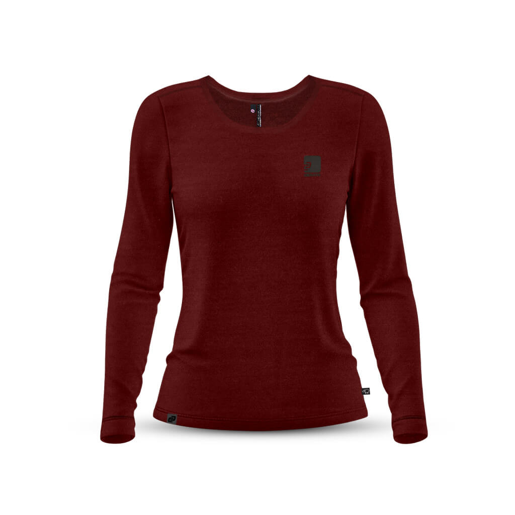Women&#39;s Long Sleeve Merino T Shirt (Bloodstone)