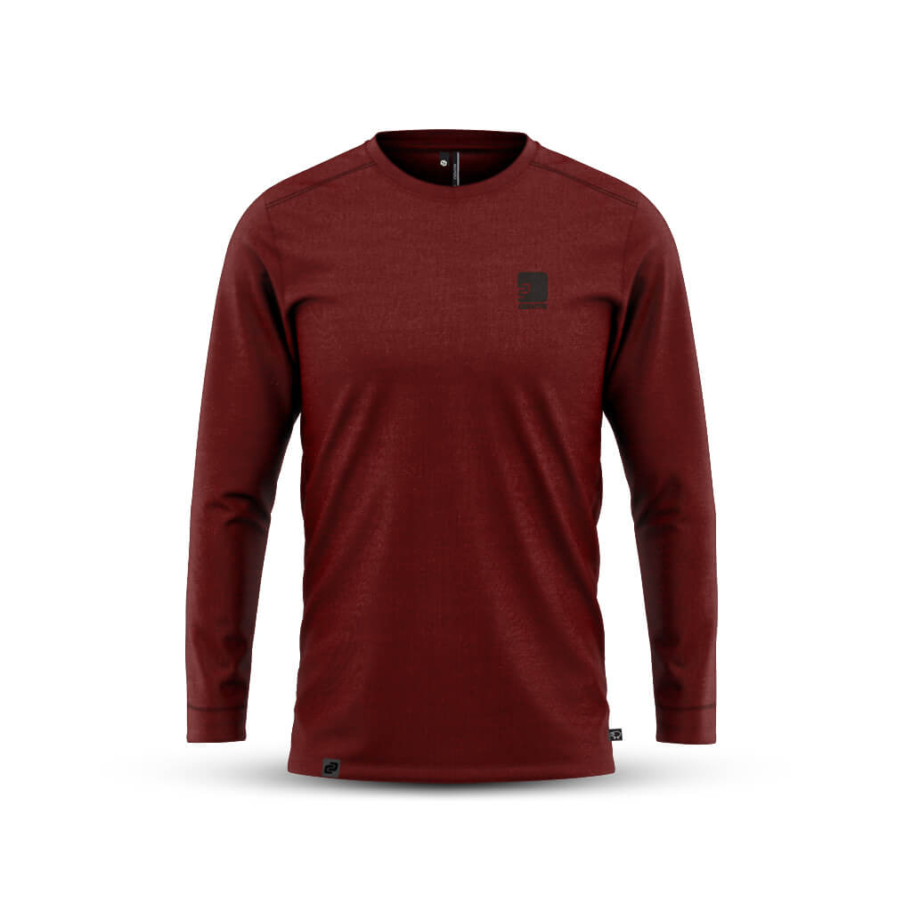 Men&#39;s Long Sleeve Merino T Shirt (Bloodstone)