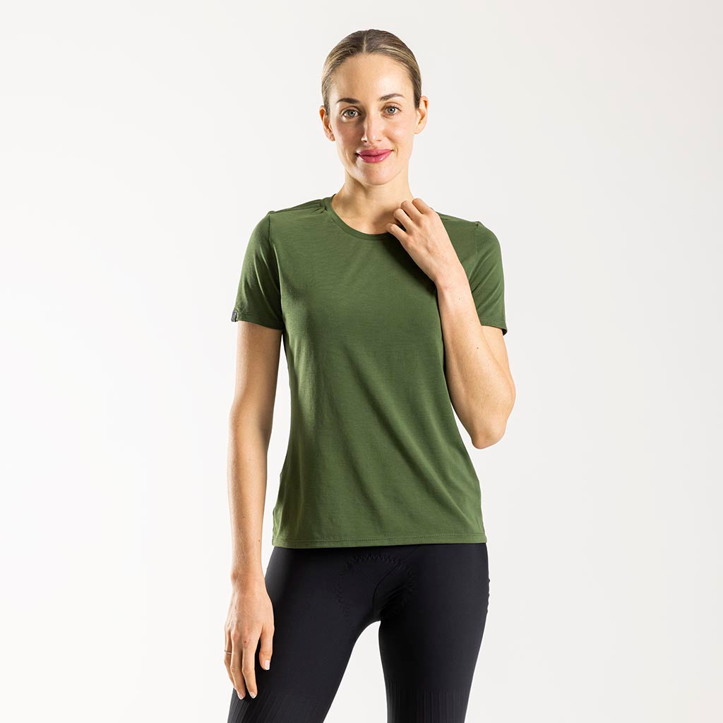 Women&#39;s Casual Merino T Shirt (Olive)