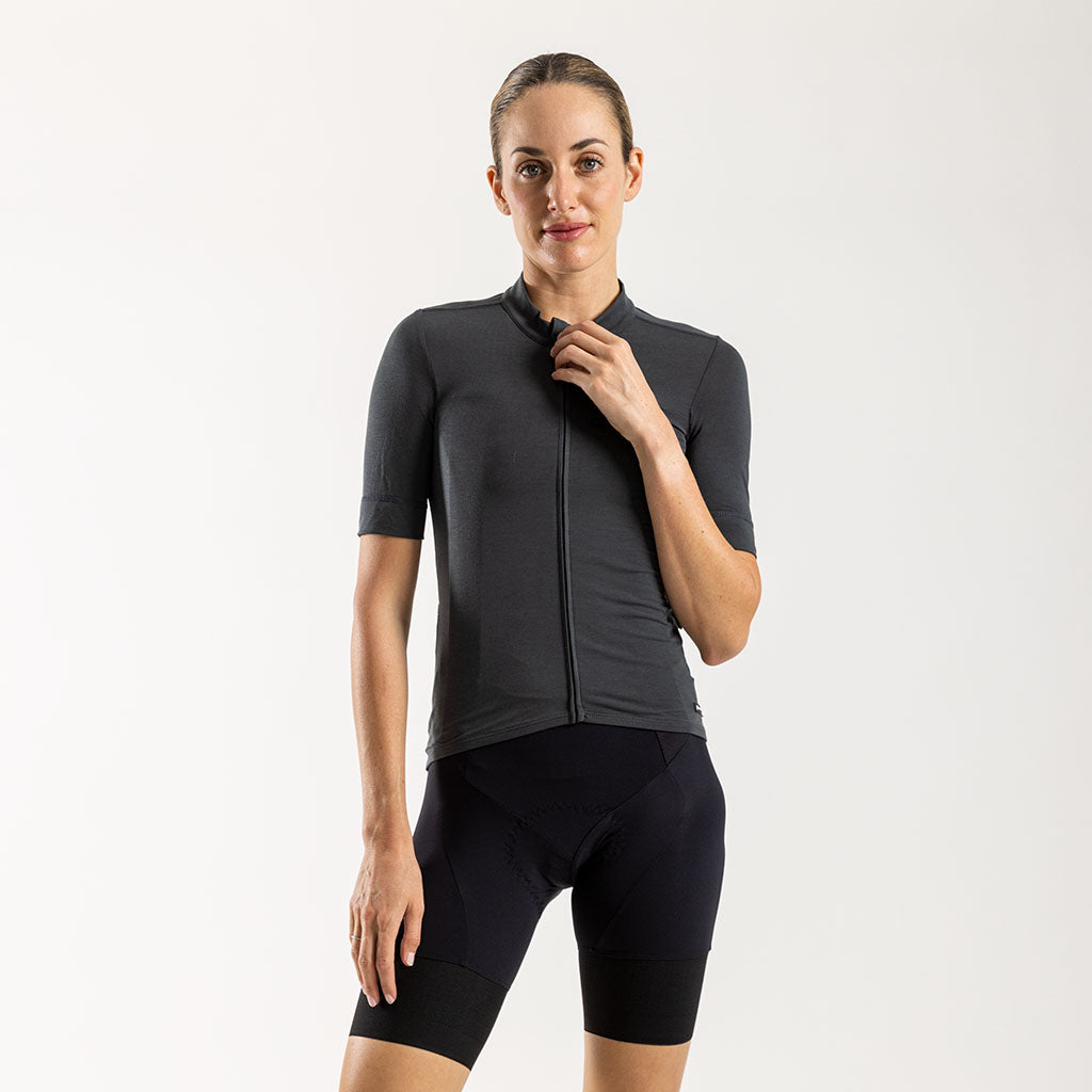 Women&#39;s Pecora Merino Cycling Jersey (Charcoal)