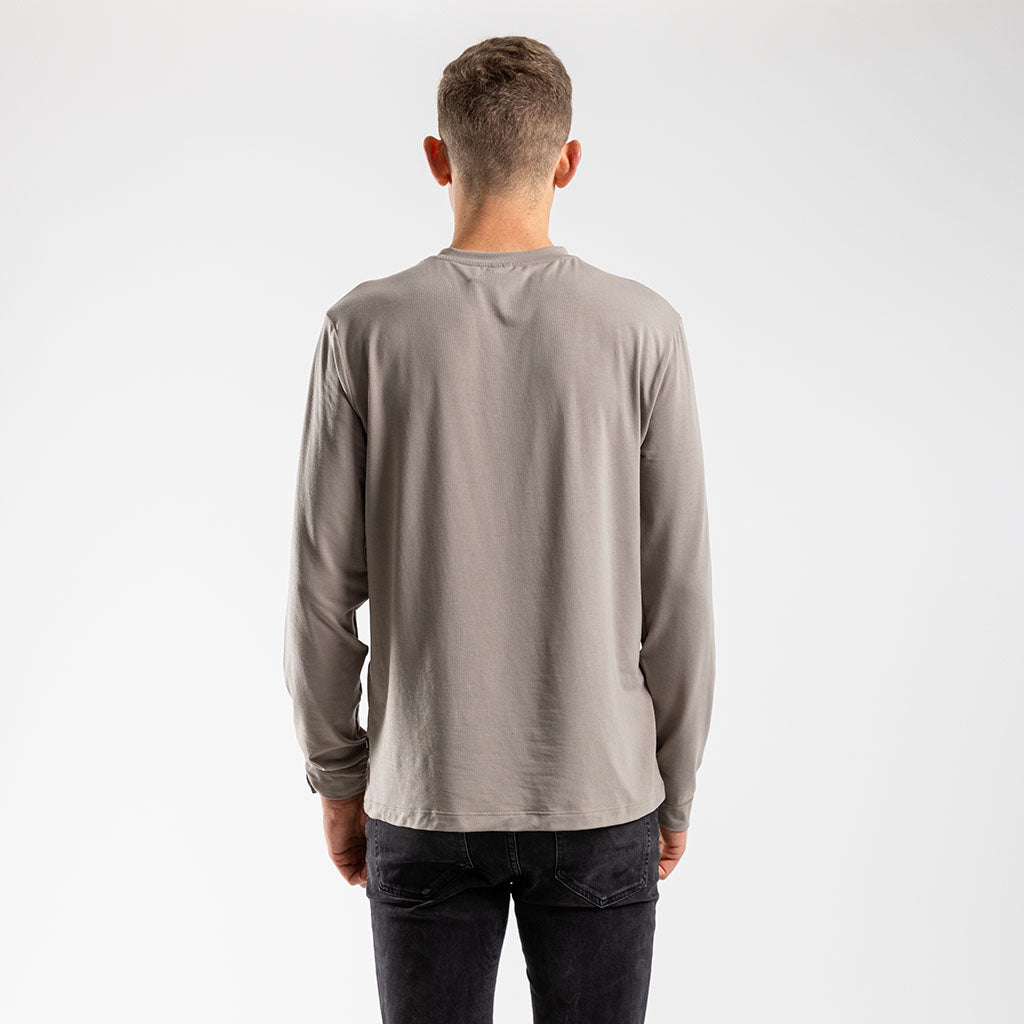 Men&#39;s Core Casual Long Sleeve T Shirt (Stone)