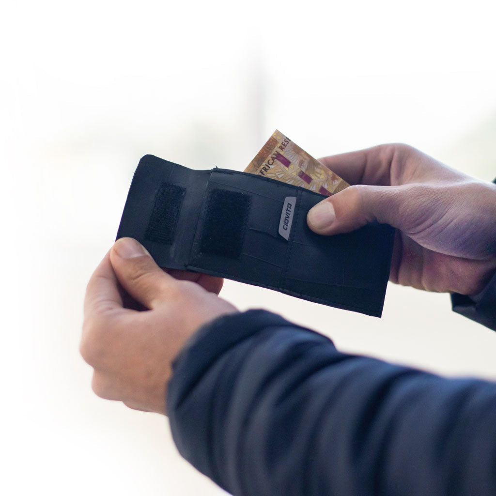 money clip made from recycled bicycle inner tubes