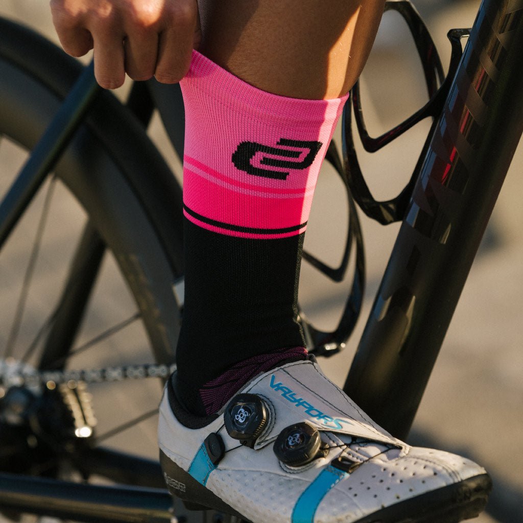 Crew Socks (Pink Stripe) | Cycling Socks |Ciovita Australia